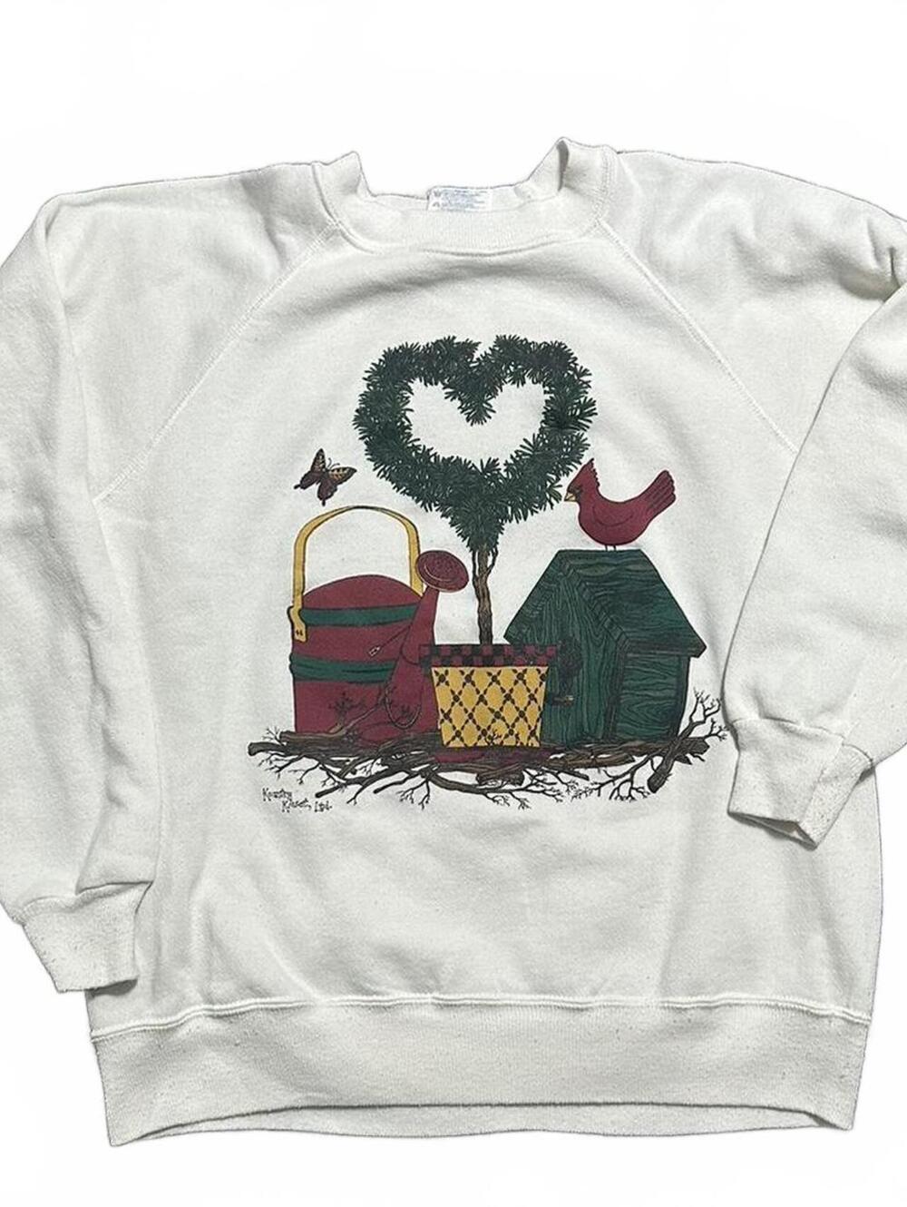 Vintage Hanes Grandma Core Cottage Bird Crewneck Sweater Size M